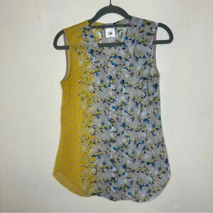 CAbi Sheer Sleeveless Button Down Floral Blouse Size XS